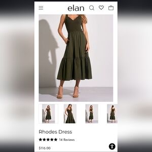 Elan Rhodes Olive Green Tiered Midi Dress